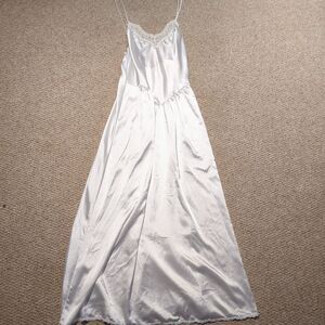 Vintage VAL MODE Slip Dress Womens 12 Satin Floral Lace Bridal Lingerie